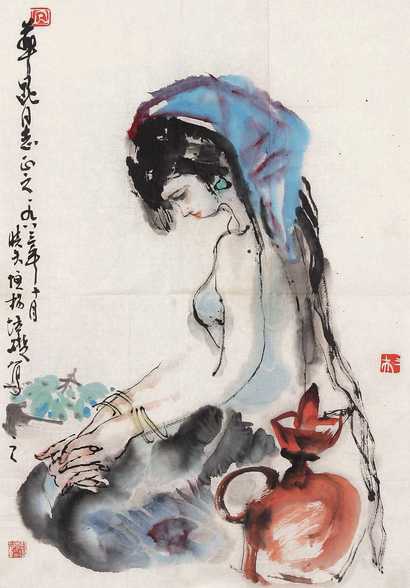 张培础 少女 镜心